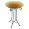 20.5" Orange & Yellow Sunflower Glass Bird Bath